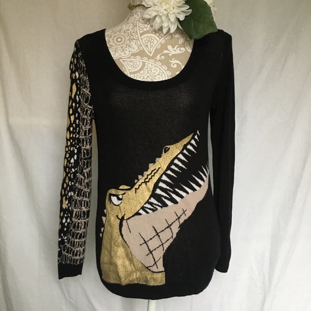 Nasty Gal // Black Gold Crocodile Sweater